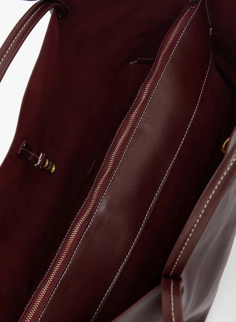 ELLA Burgandy East-To-West Tote Bag With Handle And Strap for Women | Best Price UAE